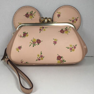 Coach Minnie Kisslock Floral Print Ear Wristlet